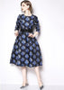 Vestido Midi Gode Jacquard Manga Longa com Cinto