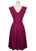 Vestido Evase Midi Decote nas Costas com Babado