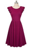 Vestido Evase Midi Decote nas Costas com Babado