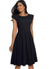 Vestido Evase Midi Decote nas Costas com Babado