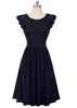 Vestido Evase Midi Decote nas Costas com Babado