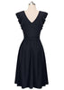 Vestido Evase Midi Decote nas Costas com Babado