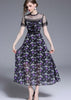 Vestido Midi Estampado com Renda