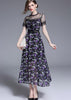 Vestido Midi Estampado com Renda