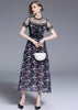 Vestido Midi Estampado com Renda