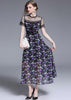 Vestido Midi Estampado com Renda
