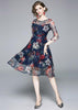 Vestido Evasê Bordado Floral