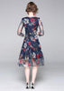 Vestido Evasê Bordado Floral