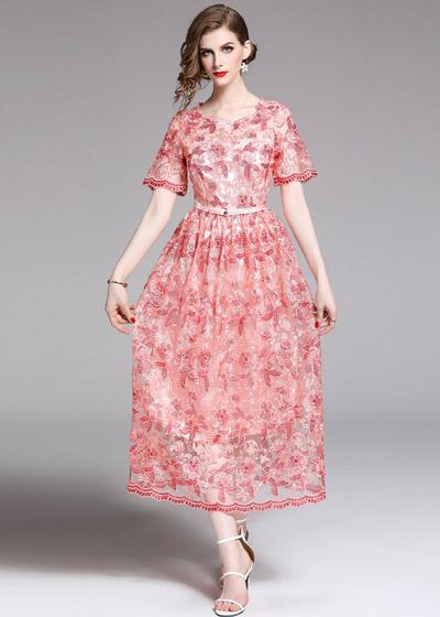 Vestido de Festa Tule Bordado Midi