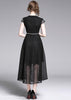 Vestido Midi Bordado Tule Preto