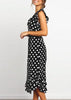 Vestido Poá Preto e Branco Midi com Babado