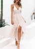 Vestido Evase Midi Branco com Babado e Fenda