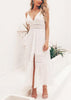 Vestido Evase Midi Branco com Babado e Fenda