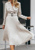 Vestido Elegante Midi com Cinto e Saia Plissada