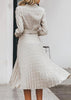 Vestido Elegante Midi com Cinto e Saia Plissada
