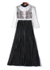 Vestido Midi Saia Plissada com Renda em Cima