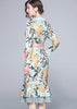 Vestido Midi Estampado com Babado na Barra