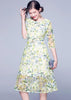 Vestido Midi Renda Estampado Festa com Cinto
