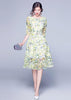 Vestido Midi Renda Estampado Festa com Cinto