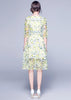 Vestido Midi Renda Estampado Festa com Cinto