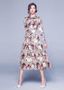 Vestido Midi Evasê Estampado Manga Longa