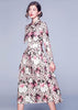 Vestido Midi Evasê Estampado Manga Longa