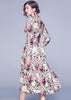 Vestido Midi Evasê Estampado Manga Longa