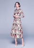 Vestido Midi Evasê Estampado Manga Longa