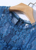 Vestido Midi Renda Azul Manga Longa para Casamento