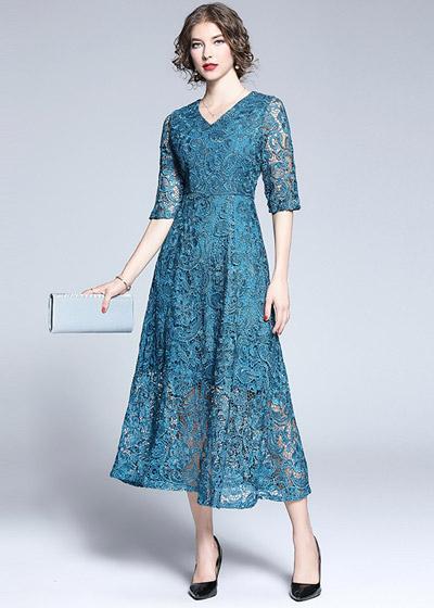 Vestido Midi Renda Guipir Evase Festa Casamento