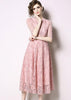 Vestido Midi Renda Rose Evase Festa