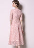 Vestido Midi Renda Rose Evase Festa