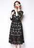 Vestido Midi Renda Preto Manga Longa Festa