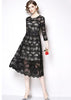 Vestido Midi Renda Preto Manga Longa Festa