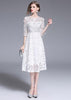 Vestido Evase Midi Branco com Pedraria Festa