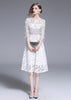 Vestido Evase Midi Branco com Pedraria Festa