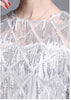 Vestido Evase Midi Branco com Pedraria Festa