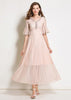 Vestido Midi Renda Rose Manga Flare