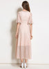 Vestido Midi Renda Rose Manga Flare