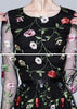 Vestido Midi Tule Bordado Preto Manga Longa