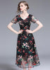 Vestido Midi de Tule Bordado Floral Festa