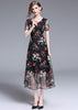 Vestido Midi de Tule Bordado Floral Festa