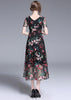 Vestido Midi de Tule Bordado Floral Festa