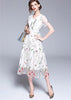 Vestido Tule Branco Bordado Floral para Festa