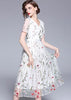 Vestido Tule Branco Bordado Floral para Festa
