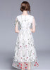 Vestido Tule Branco Bordado Floral para Festa