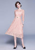 Vestido de Renda Midi Rose com Cinto