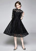 Vestido Midi Renda Manga 3/4
