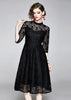 Vestido Midi Renda Manga 3/4