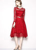Vestido Midi Renda com Cinto